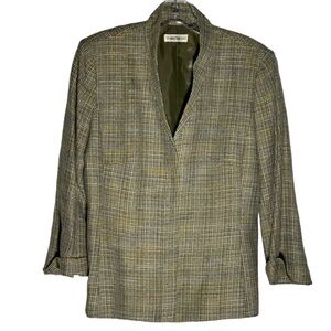 BARRY BRICKEN Olive, Gold, White, Blue Tweed Blazer